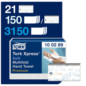 Tork Xpress Soft Multifold Hand Towel White - 2Ply - 100289 - 21 x 150 Sheets