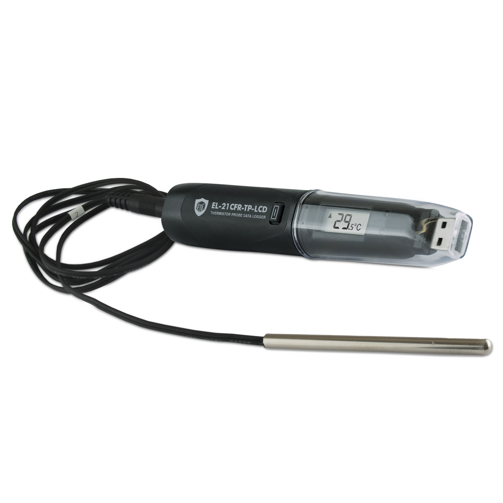 21CFR-Compatible High Accuracy Thermistor Probe Data Logger with LCD