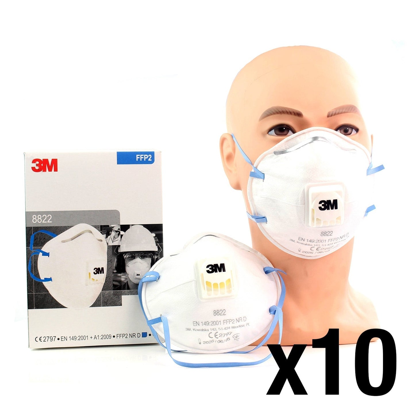 3M™ Disposable Respirator Face Mask FFP2 - 8822 - Box of 10