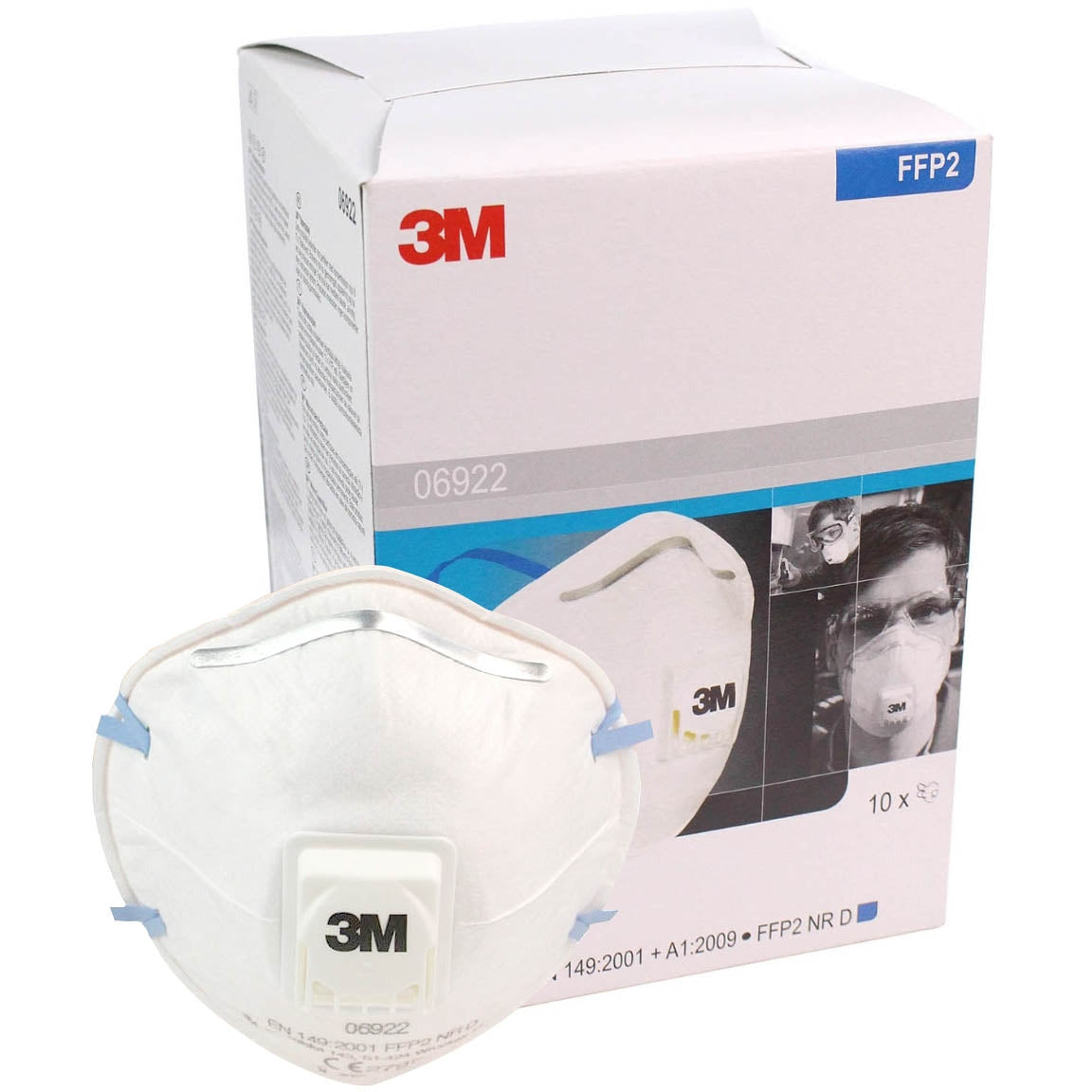 3M™ FFP2 Face Mask 06922 - Valved (Box of 10 Masks)