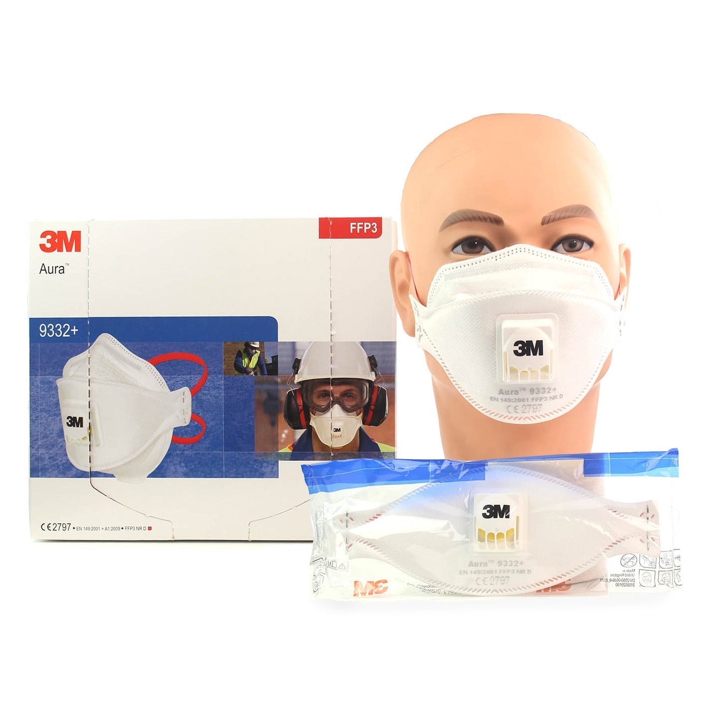 3M™ Particulate Respirator Face Mask FFP3 Valved - 9332+ - Box of 10