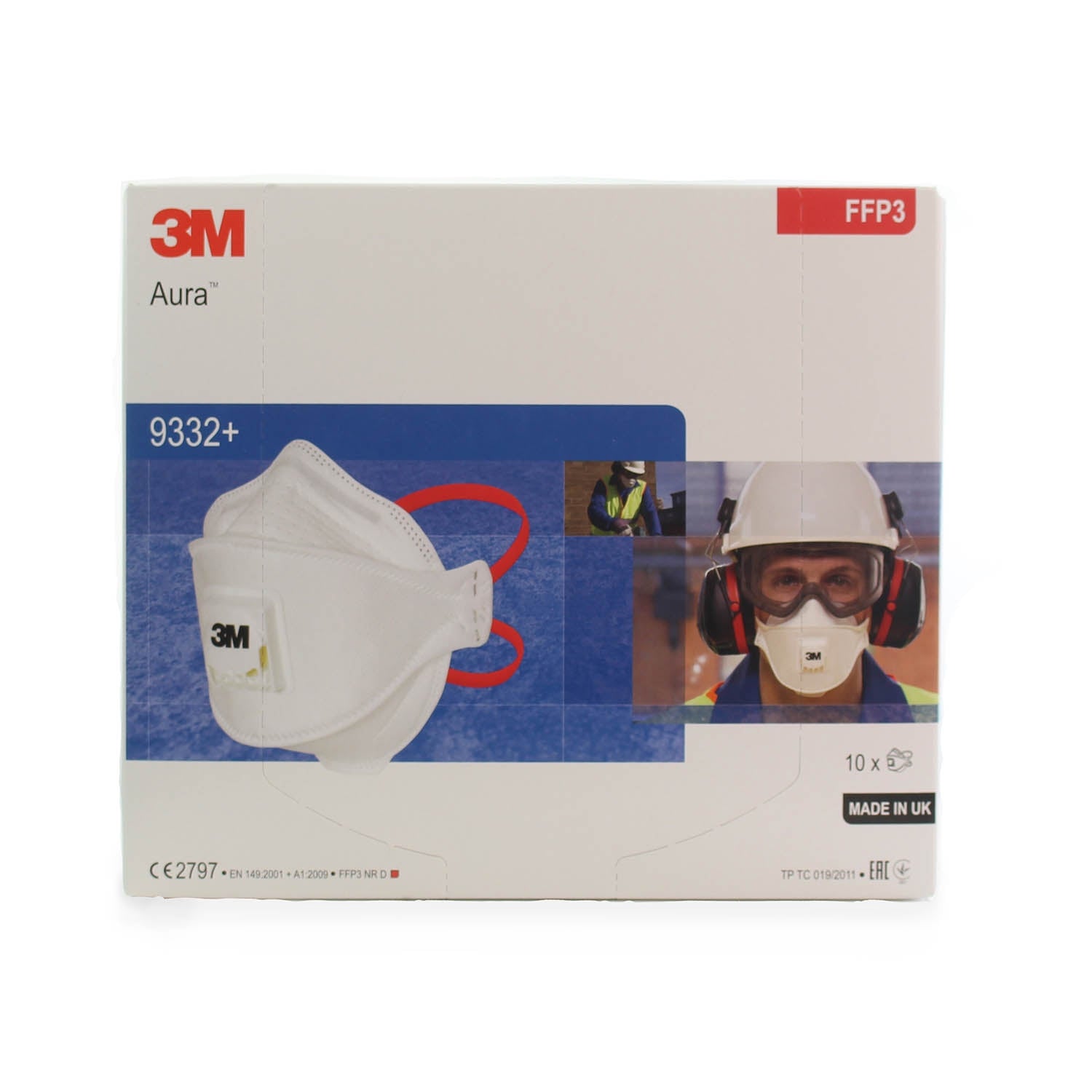 3M™ Particulate Respirator Face Mask FFP3 Valved - 9332+ - SINGLE