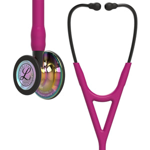 Littmann Cardiology IV Diagnostic Stethoscope: High Polish Rainbow & Raspberry - Smoke Stem 6241