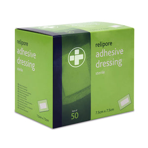 7.5cm x 7.5cm Relipore Adhesive Dressing Pads Sterile - Box of 50