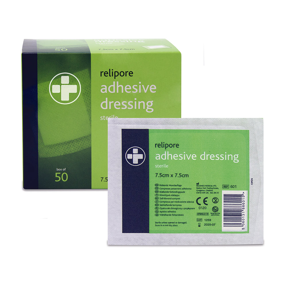 7.5cm x 7.5cm Relipore Adhesive Dressing Pads Sterile - Box of 50