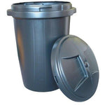 80L Black Plastic Dustbin C/W Lid