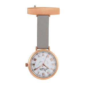 Annie Apple Nurses Fob Watch - Meraki - Marble/Rose Gold/Grey - Leather - 35mm