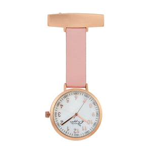 Annie Apple Nurses Fob Watch - Meraki - Pearl/Rose Gold/Pink - Leather - 35mm