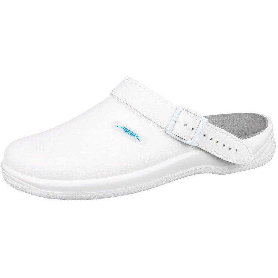 Abeba Arrow Smooth Clog Shoes - White Microfibre