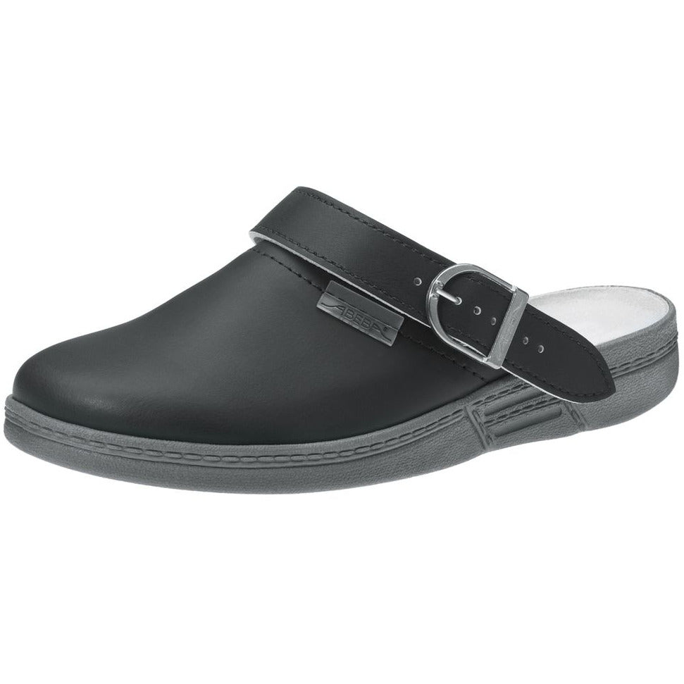 Abeba "Original" Smooth Clog Shoes - Black Leather