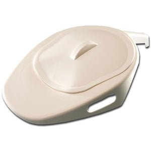 Adult Slipper Pan with Handle & Lid - White