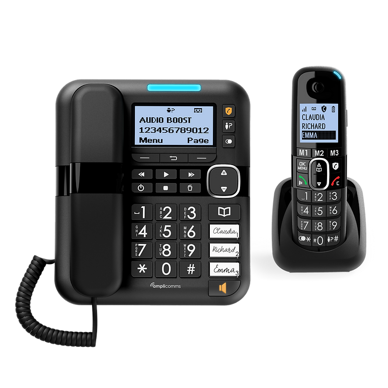 Amplicomms BigTel 1580 Combo Black - Cordless Phone