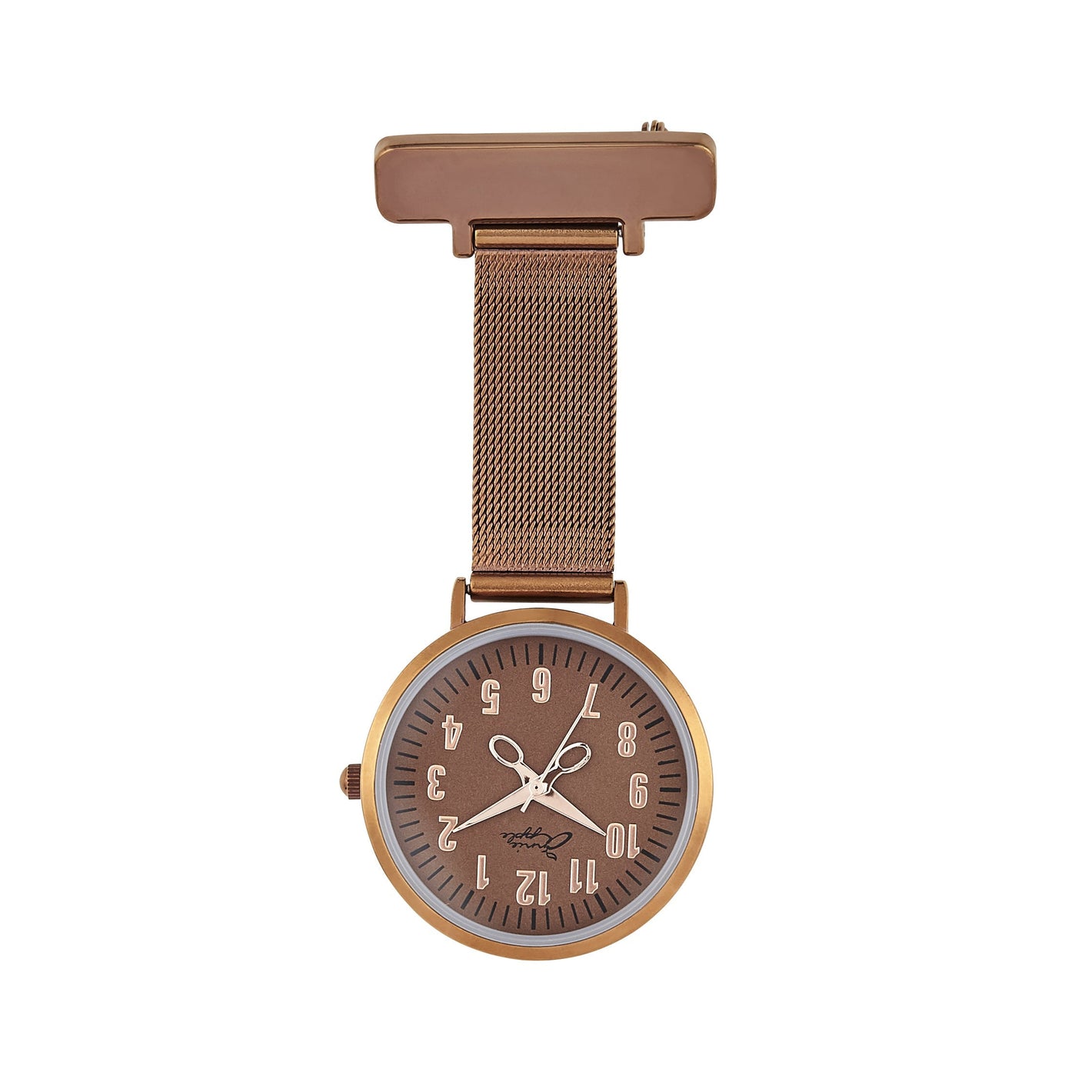 Annie Apple Nurses Fob Watch - Aurora - Rose Gold/Brown - Mesh - 35mm