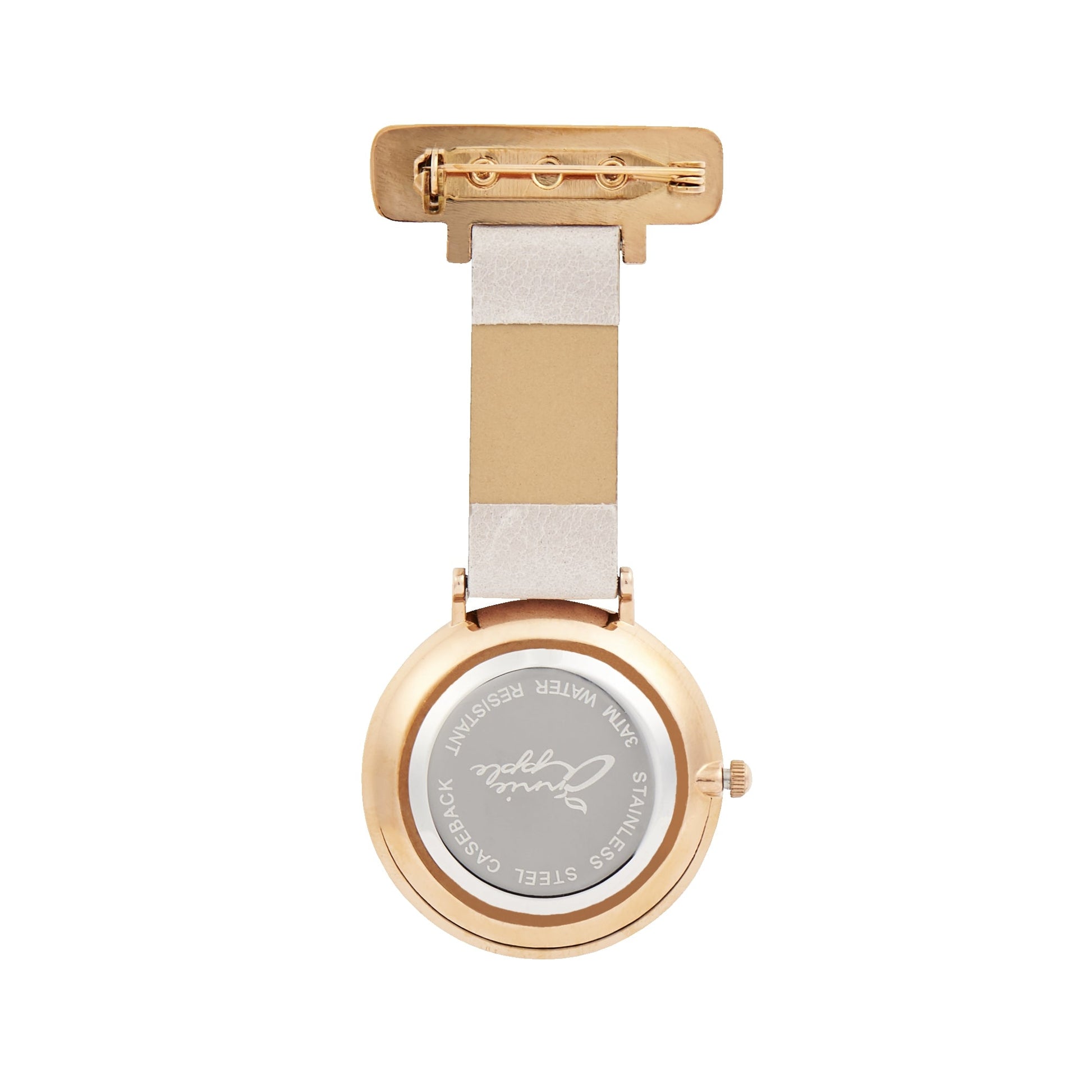 Annie Apple Nurses Fob Watch - Aurora - Rose Gold/Grey - Leather - 35mm