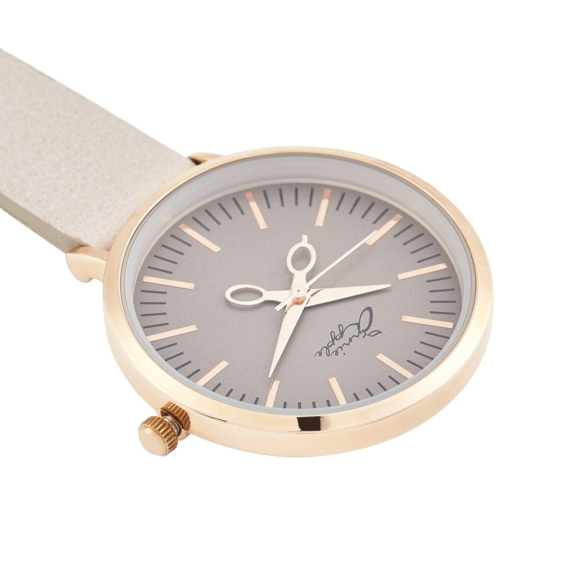 Annie Apple Nurses Fob Watch - Aurora - Rose Gold/Grey - Leather - 35mm