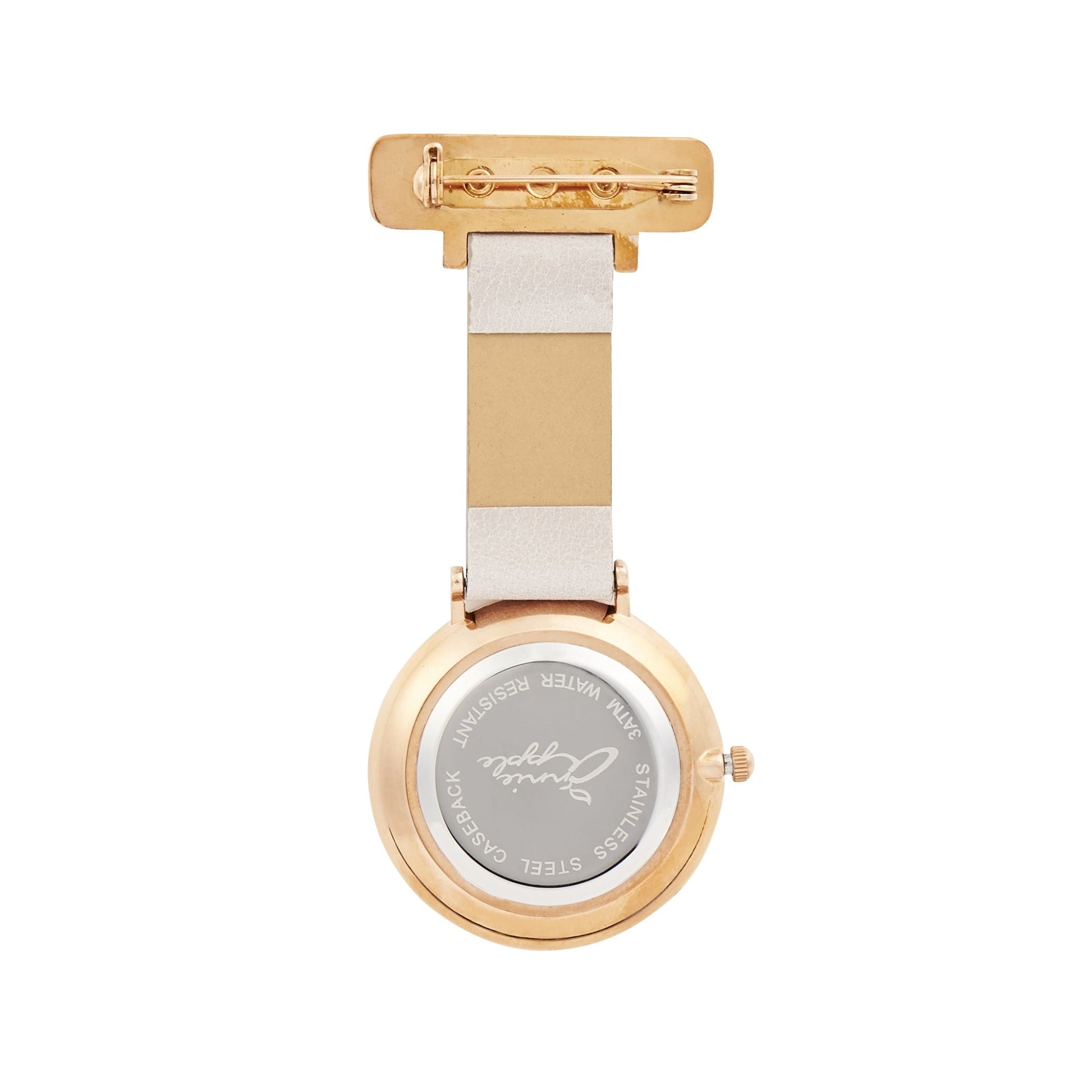 Annie Apple Nurses Fob Watch - Aurora - Rose Gold/Grey, Numbered - Leather - 35mm