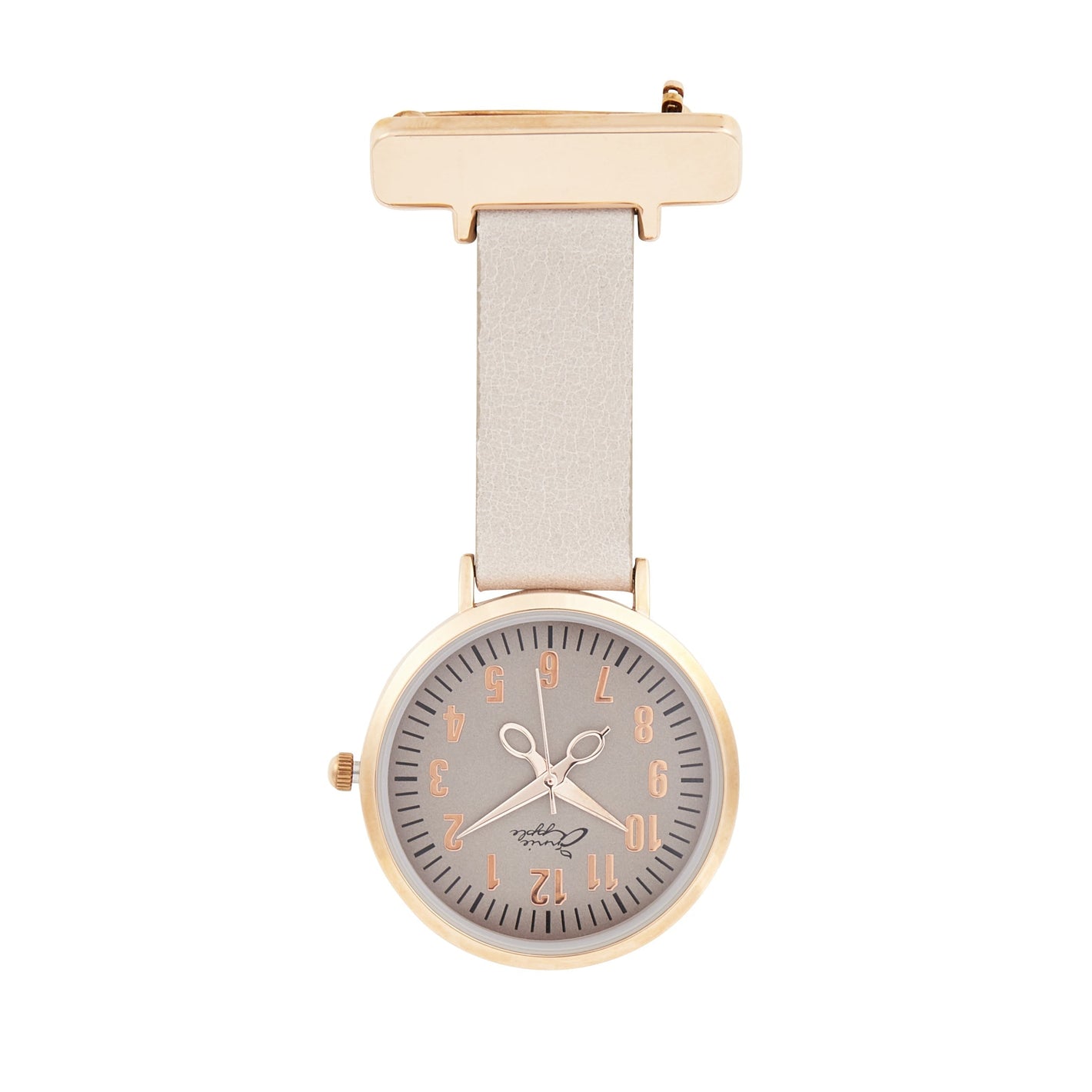 Annie Apple Nurses Fob Watch - Aurora - Rose Gold/Grey, Numbered - Leather - 35mm