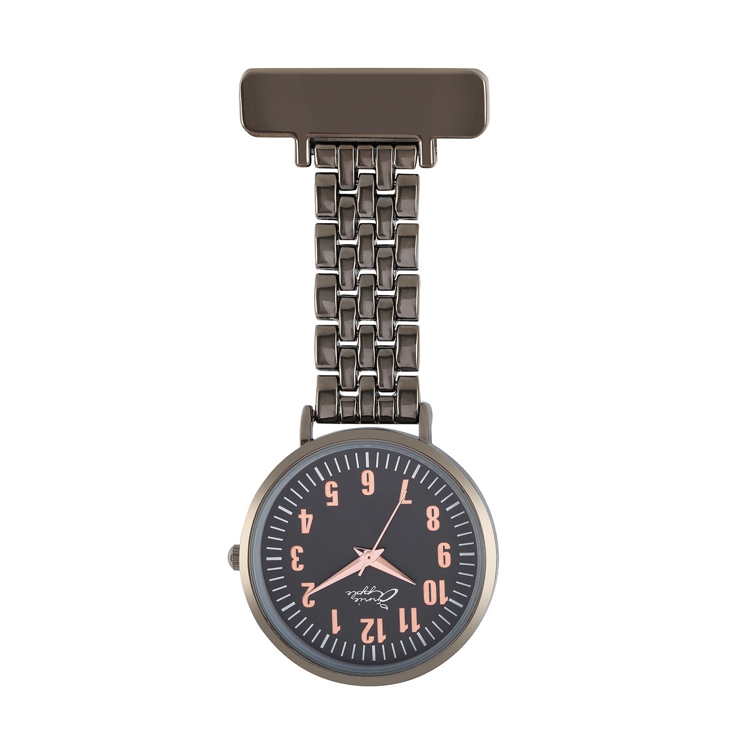 Annie Apple Nurses Fob Watch - Aurora - Rose Gold/Gunmetal - Link - 35mm