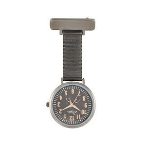 Annie Apple Nurses Fob Watch - Aurora - Rose Gold/Gunmetal - Mesh - 35mm