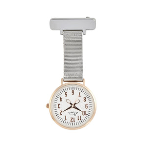 Annie Apple Nurses Fob Watch - Aurora - Rose Gold/Silver - Mesh - 35mm