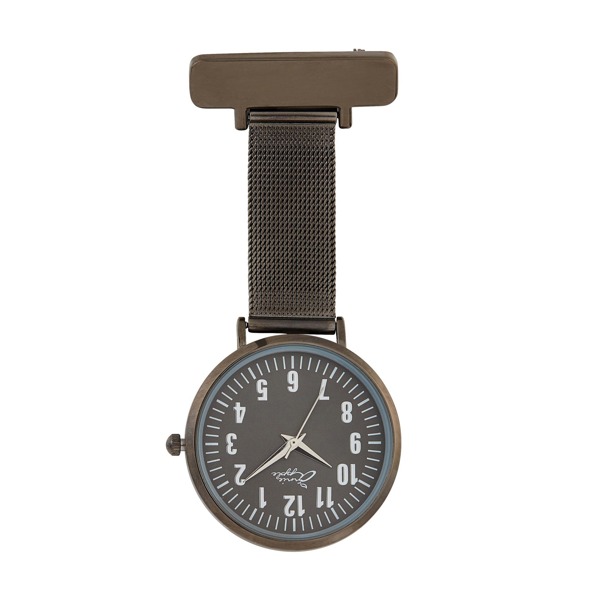 Annie Apple Nurses Fob Watch - Aurora - Silver/Gunmetal - Mesh - 35mm