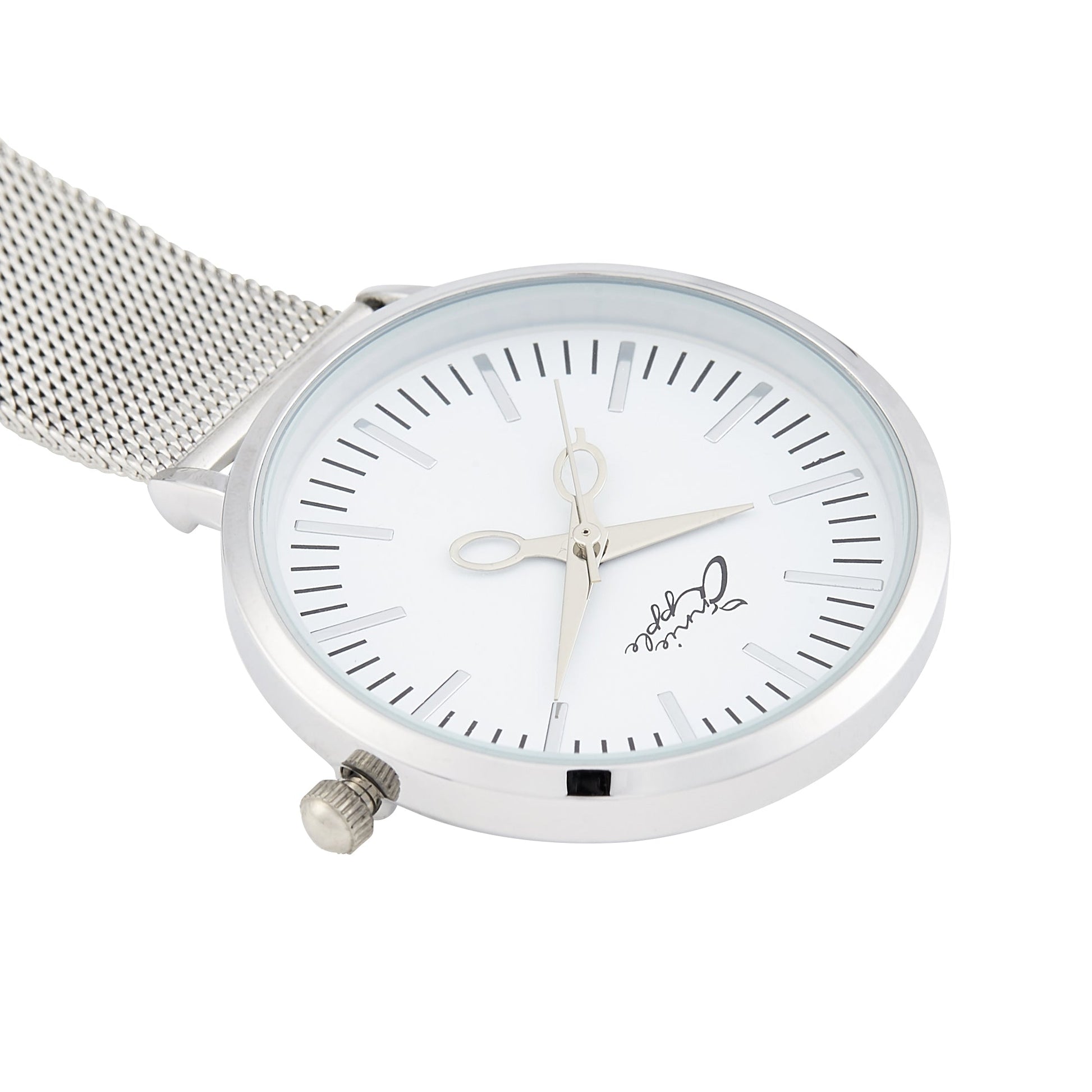 Annie Apple Nurses Fob Watch - Aurora - White/Silver - Mesh - 35mm