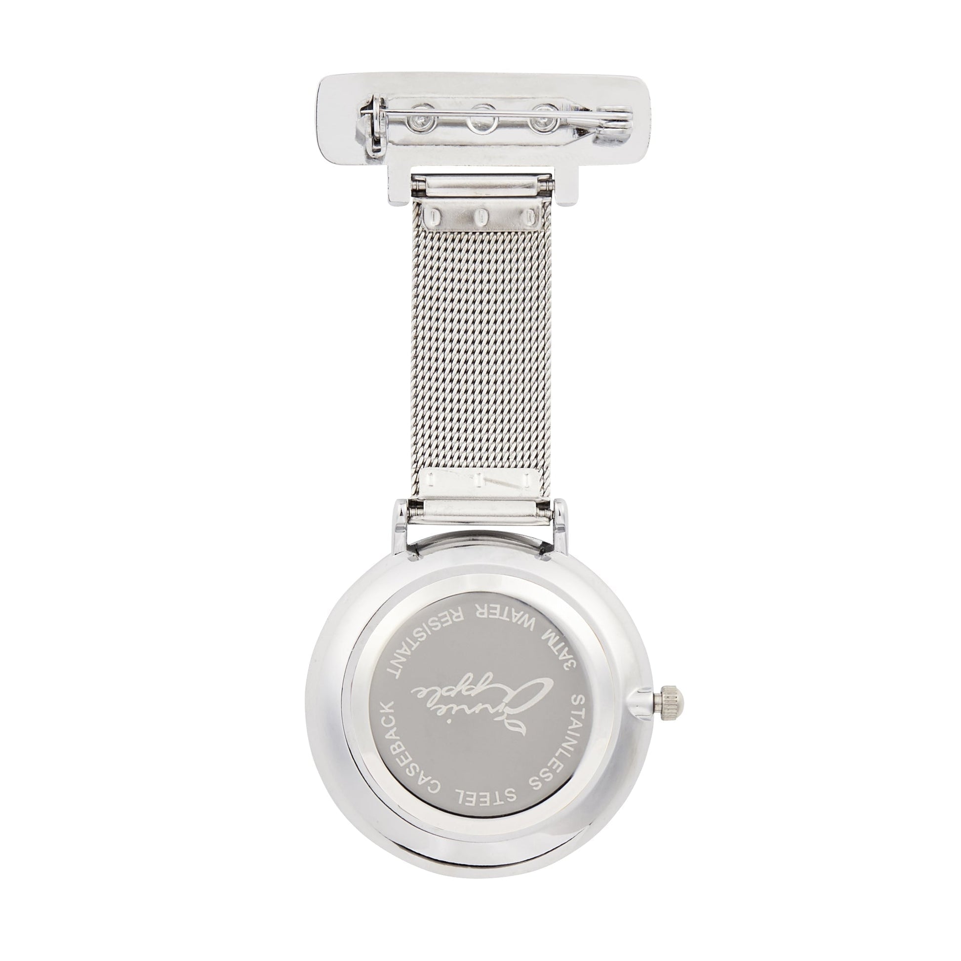 Annie Apple Nurses Fob Watch - Aurora - White/Silver - Mesh - 35mm