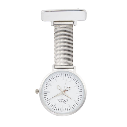 Annie Apple Nurses Fob Watch - Aurora - White/Silver - Mesh - 35mm