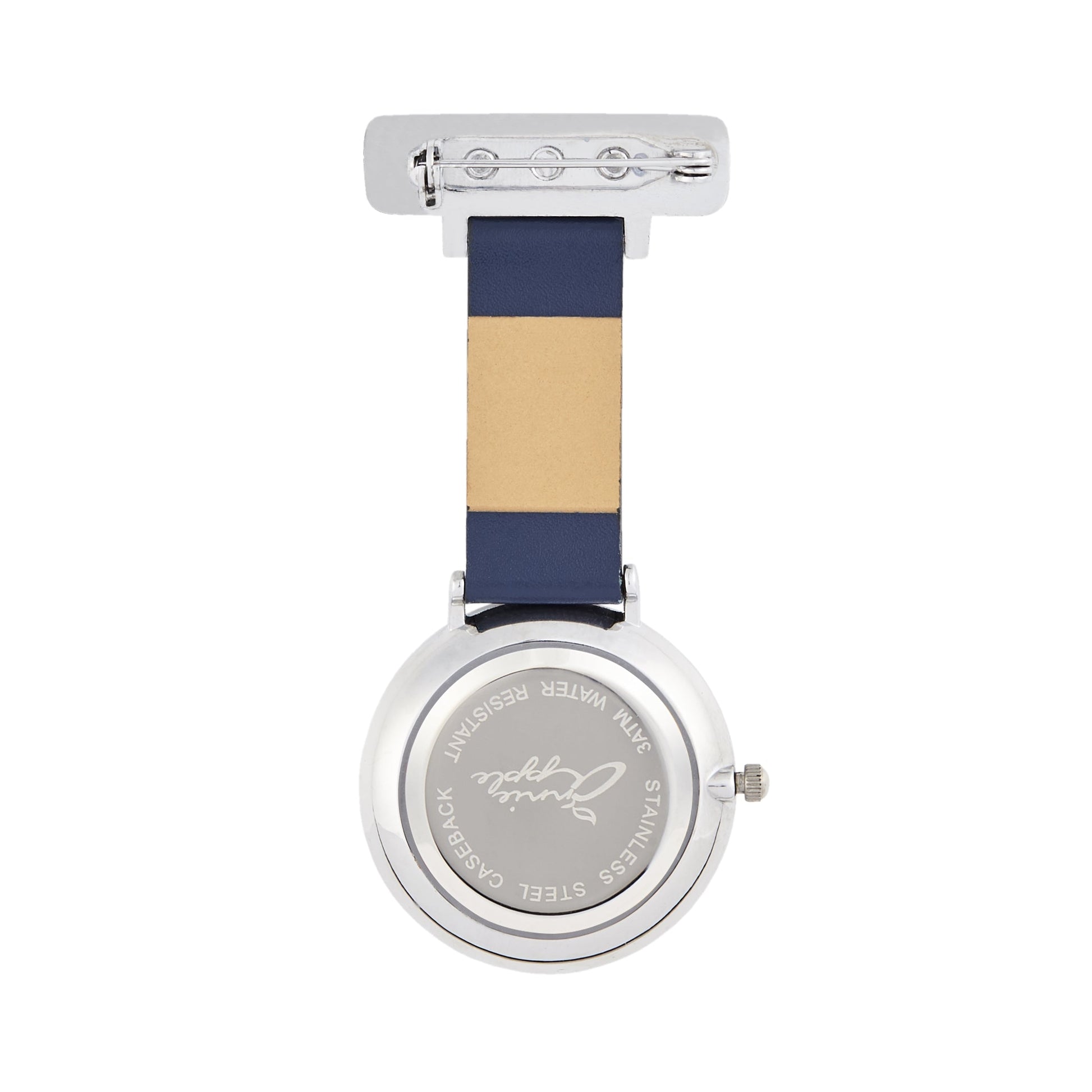 Annie Apple Nurses Fob Watch - Aurora - White/Silver/Navy - Leather - 35mm