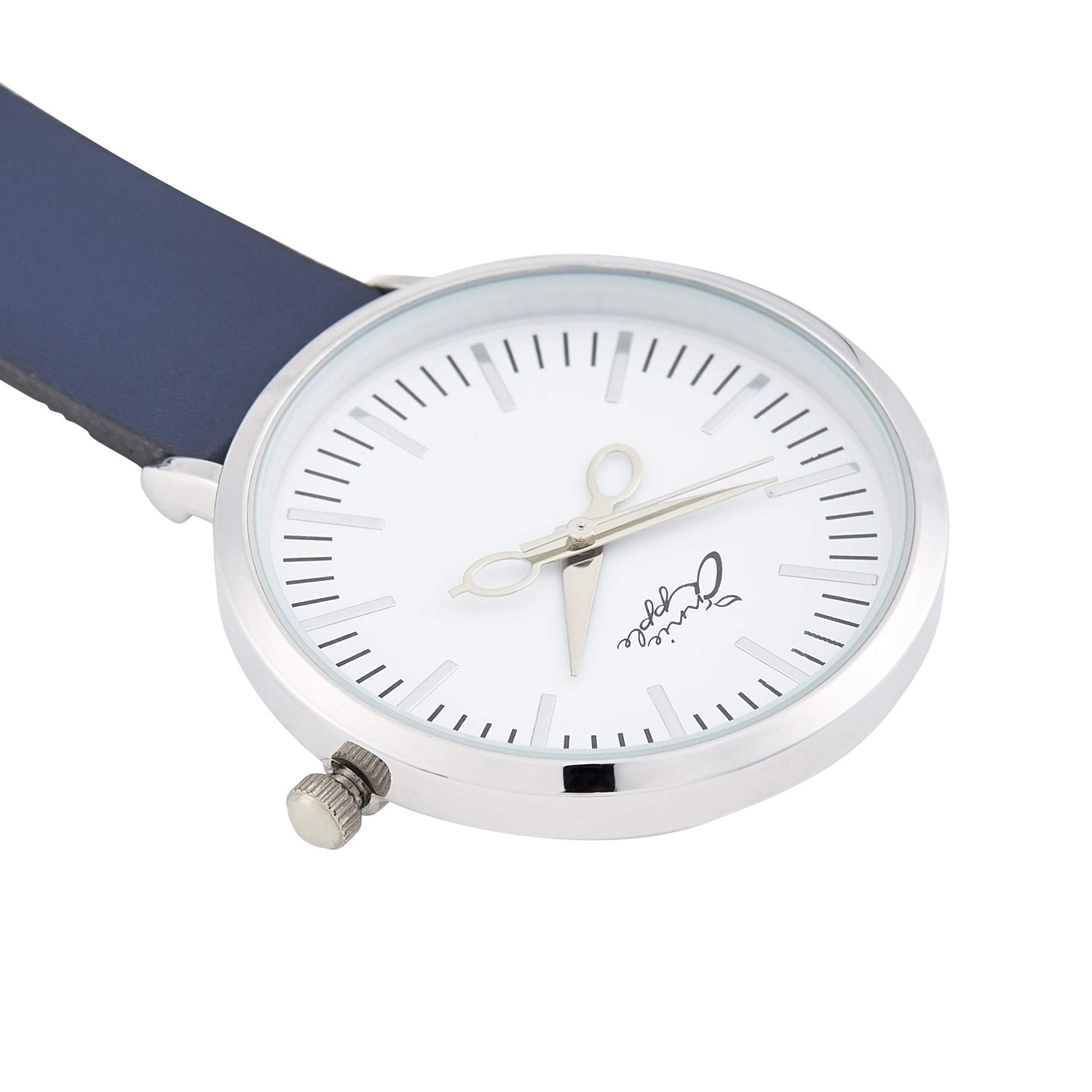 Annie Apple Nurses Fob Watch - Aurora - White/Silver/Navy - Leather - 35mm