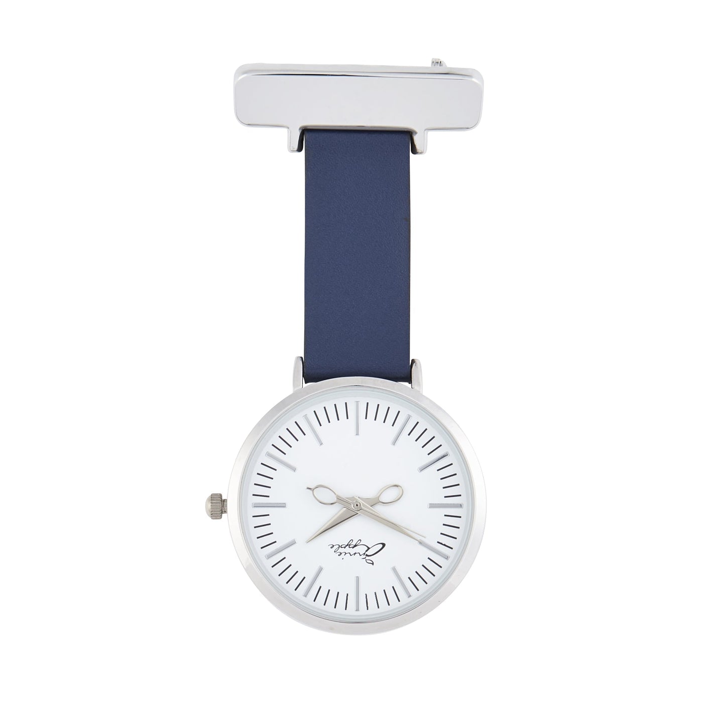 Annie Apple Nurses Fob Watch - Aurora - White/Silver/Navy - Leather - 35mm