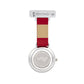 Annie Apple Nurses Fob Watch - Aurora - White/Silver/Red - Leather - 35mm