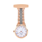 Annie Apple Nurses Fob Watch - Callista - Marble/Silver/Rose Gold - Link - 35mm