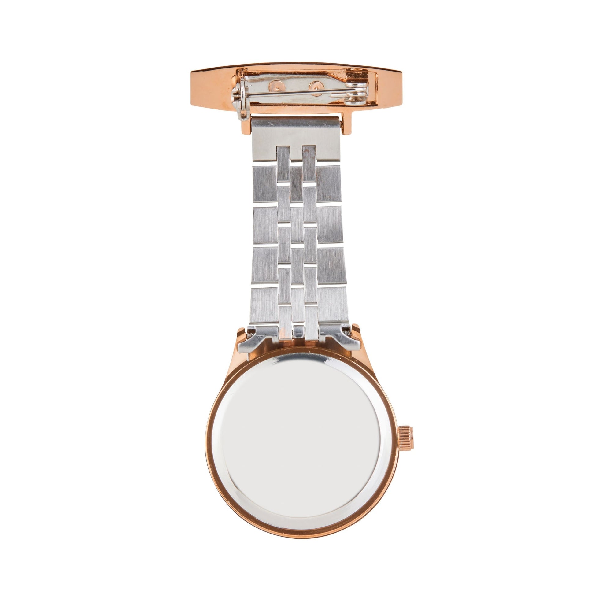 Annie Apple Nurses Fob Watch - Callista - Pearl/Rose Gold/Silver - Link - 35mm