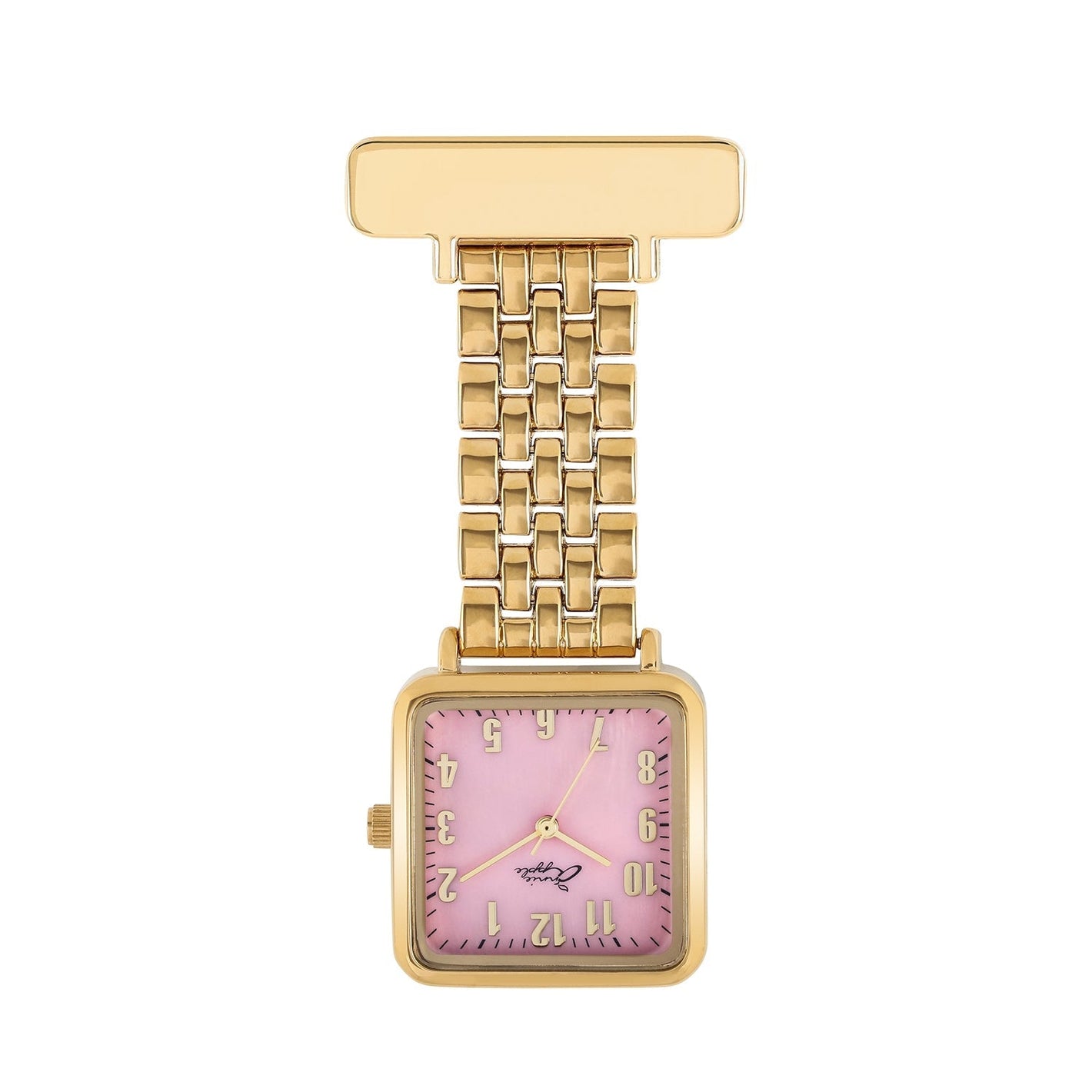 Annie Apple Nurses Fob Watch - Eunoia - Pink/Gold - Link - 28mm