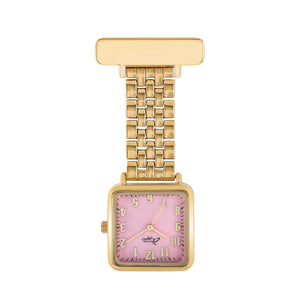 Annie Apple Nurses Fob Watch - Eunoia - Pink/Gold - Link - 28mm