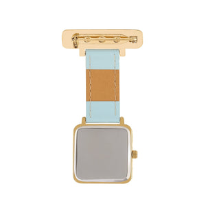 Annie Apple Nurses Fob Watch - Eunoia - White/Gold/Blue - Leather - 28mm