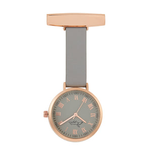 Annie Apple Nurses Fob Watch - Meraki - Grey/Rose Gold/Grey - Leather - 35mm