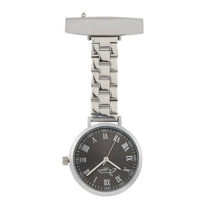 Annie Apple Nurses Fob Watch - Meraki - Gunmetal/Silver - Link - 35mm