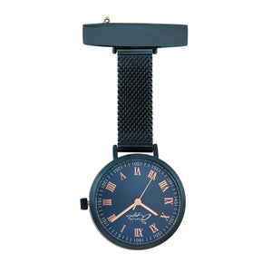 Annie Apple Nurses Fob Watch - Meraki - Rose Gold/Blue - Mesh - 35mm