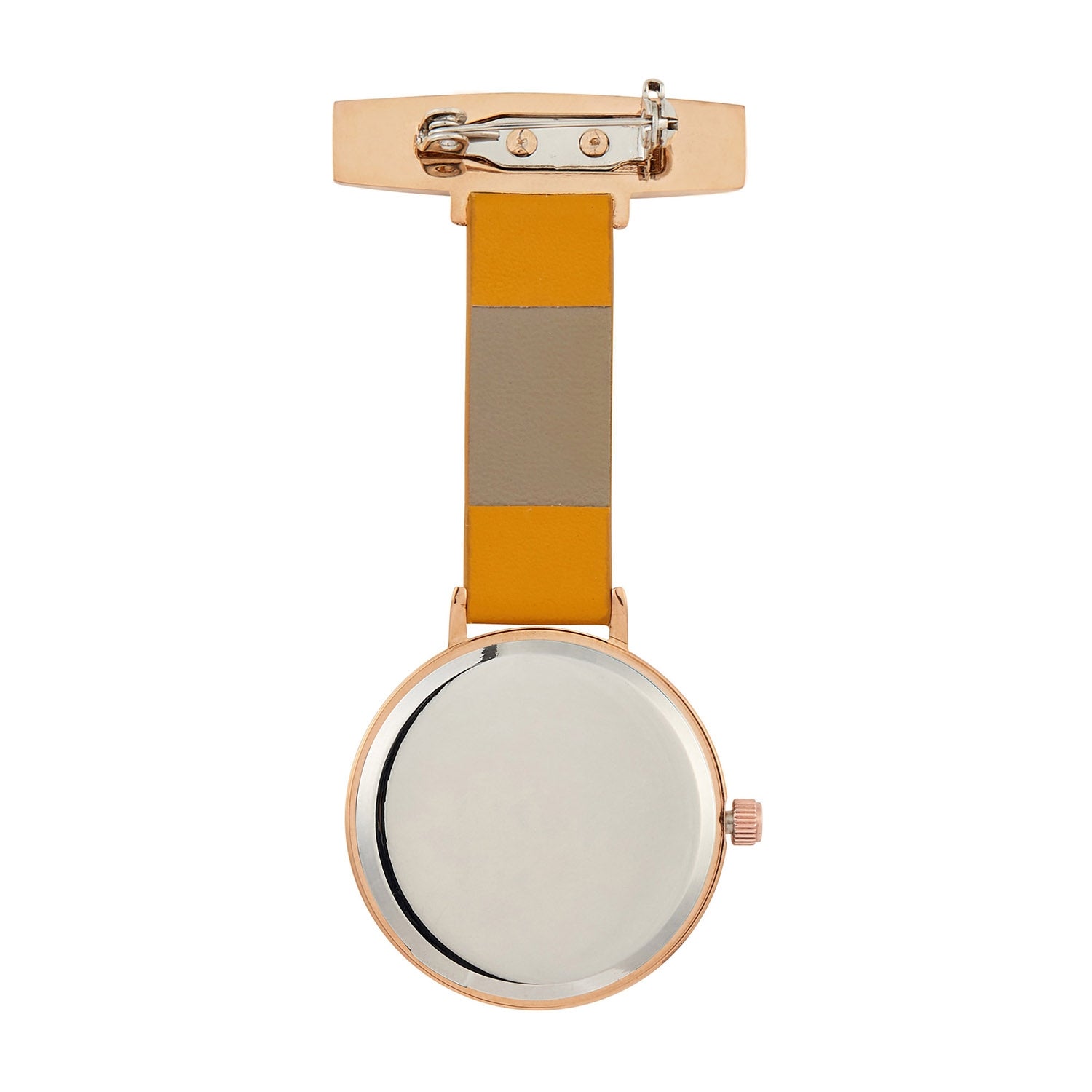 Annie Apple Nurses Fob Watch - Meraki - White/Rose Gold/Mustard - Leather - 35mm