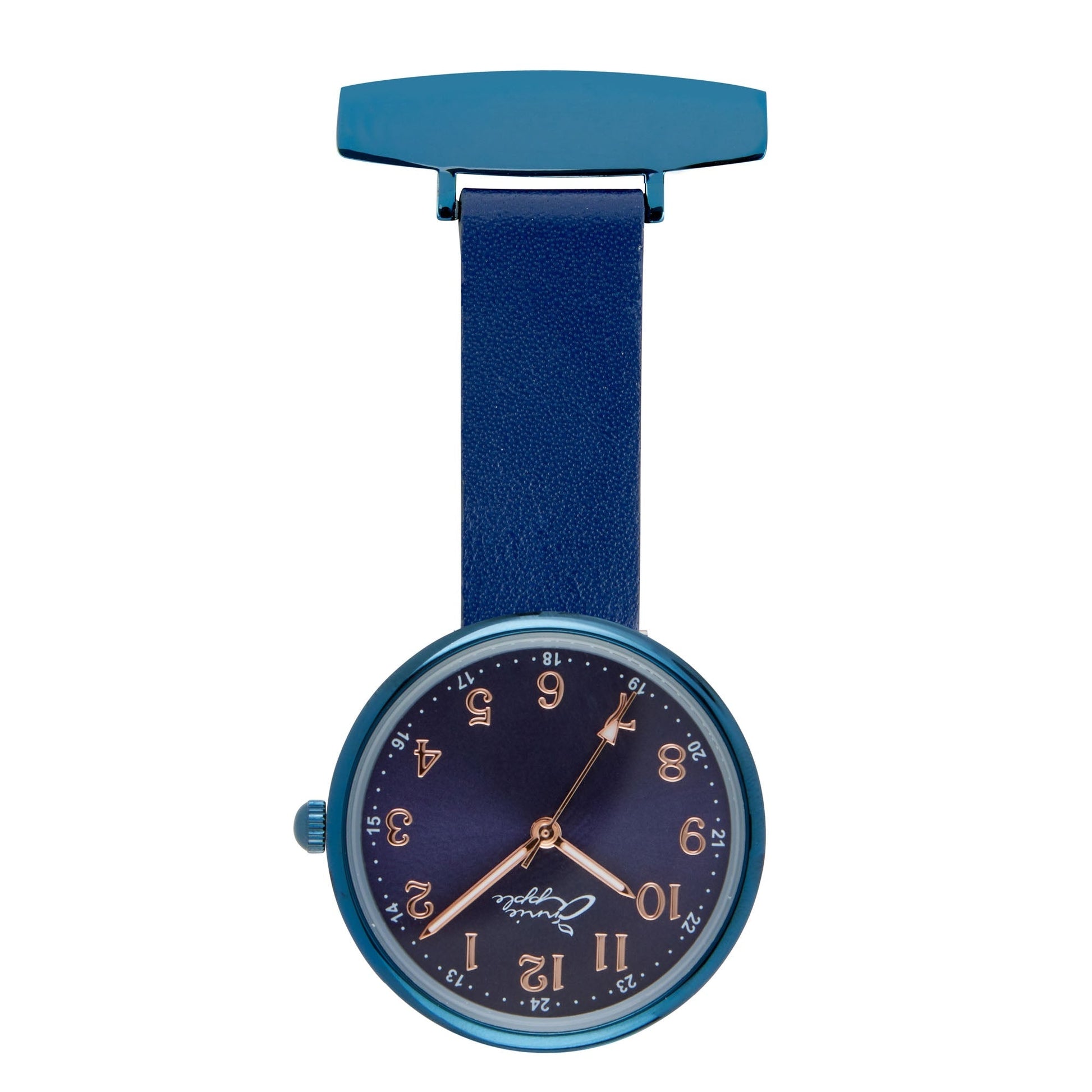 Annie Apple Nurses Fob Watch - Venus - Blue Mesh - Blue Leather - 35mm