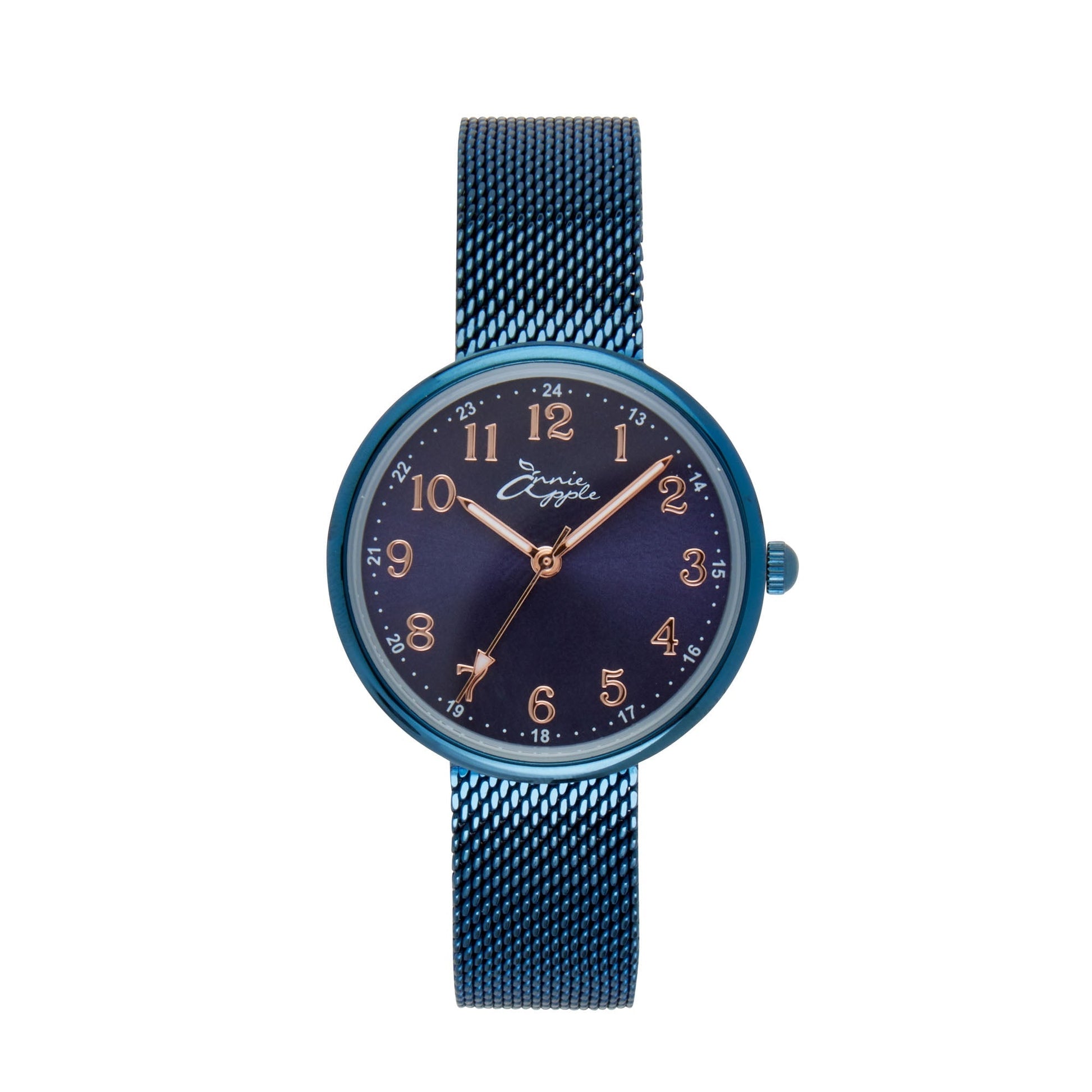 Annie Apple Nurses Fob Watch - Venus - Blue Mesh - Blue Leather - 35mm