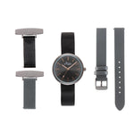 Annie Apple Nurses Fob Watch - Venus - Gunmetal Mesh - Grey Leather - 35mm