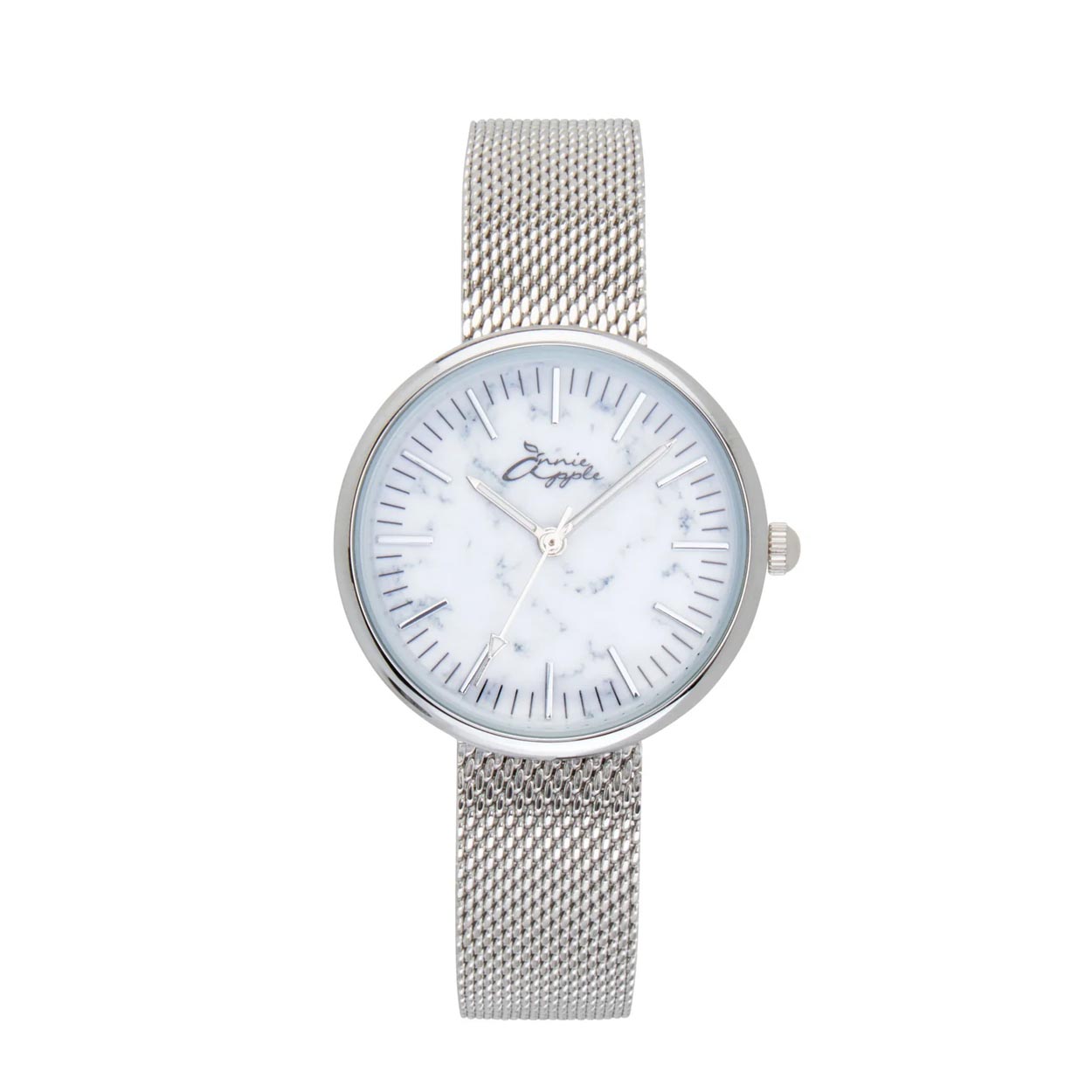 Annie Apple Nurses Fob Watch - Venus - Silver Mesh - Blue Leather - 35mm