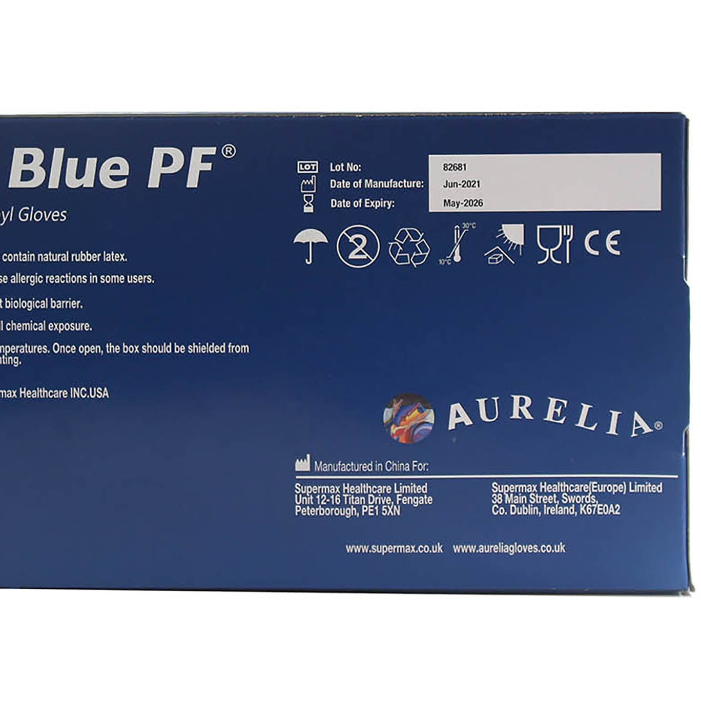 Aurelia Delight Blue PF Vinyl Powder free examination gloves XL (Box of 100)