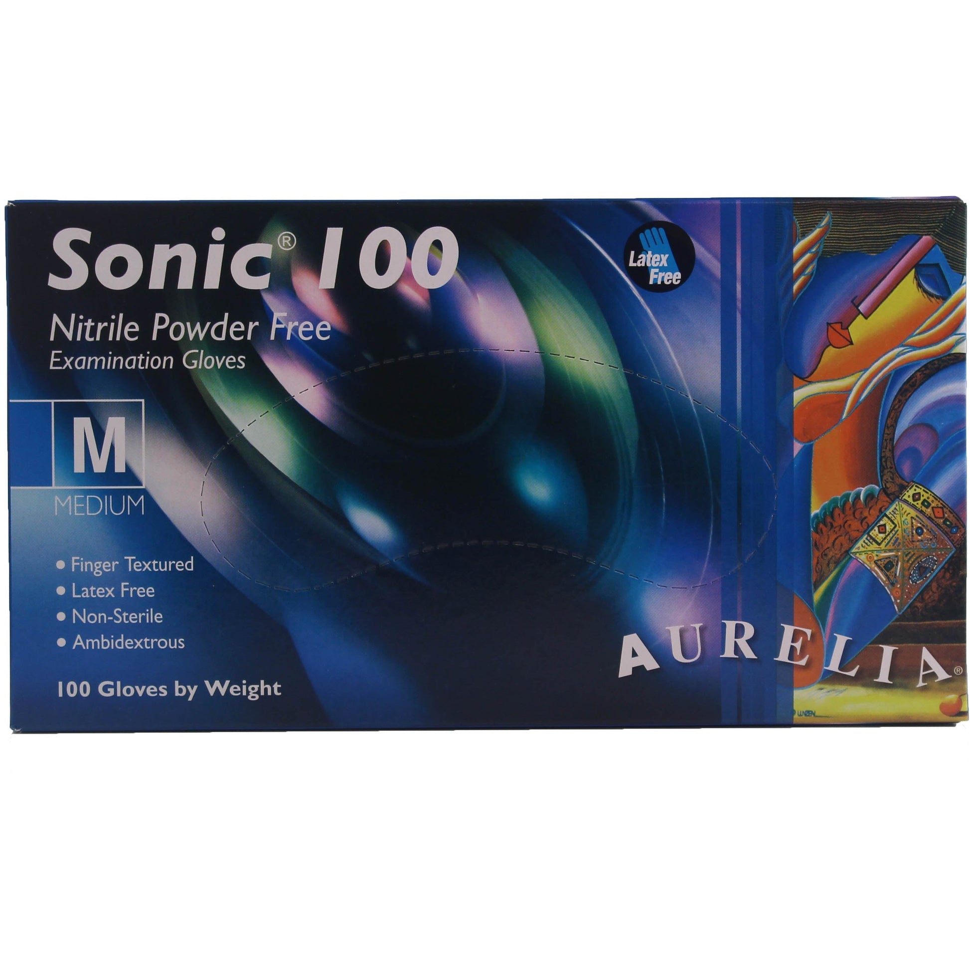 Aurelia Sonic 100 Extra Large Blue Nitrile Powder-Free Examination Gloves - Non Sterile - (100)