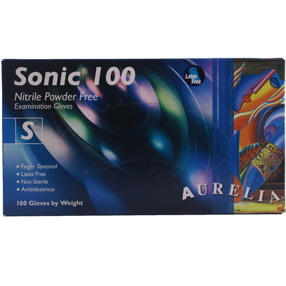 Aurelia Sonic 100 Small Blue Nitrile Powder-Free Examination Gloves - Non Sterile - (100)