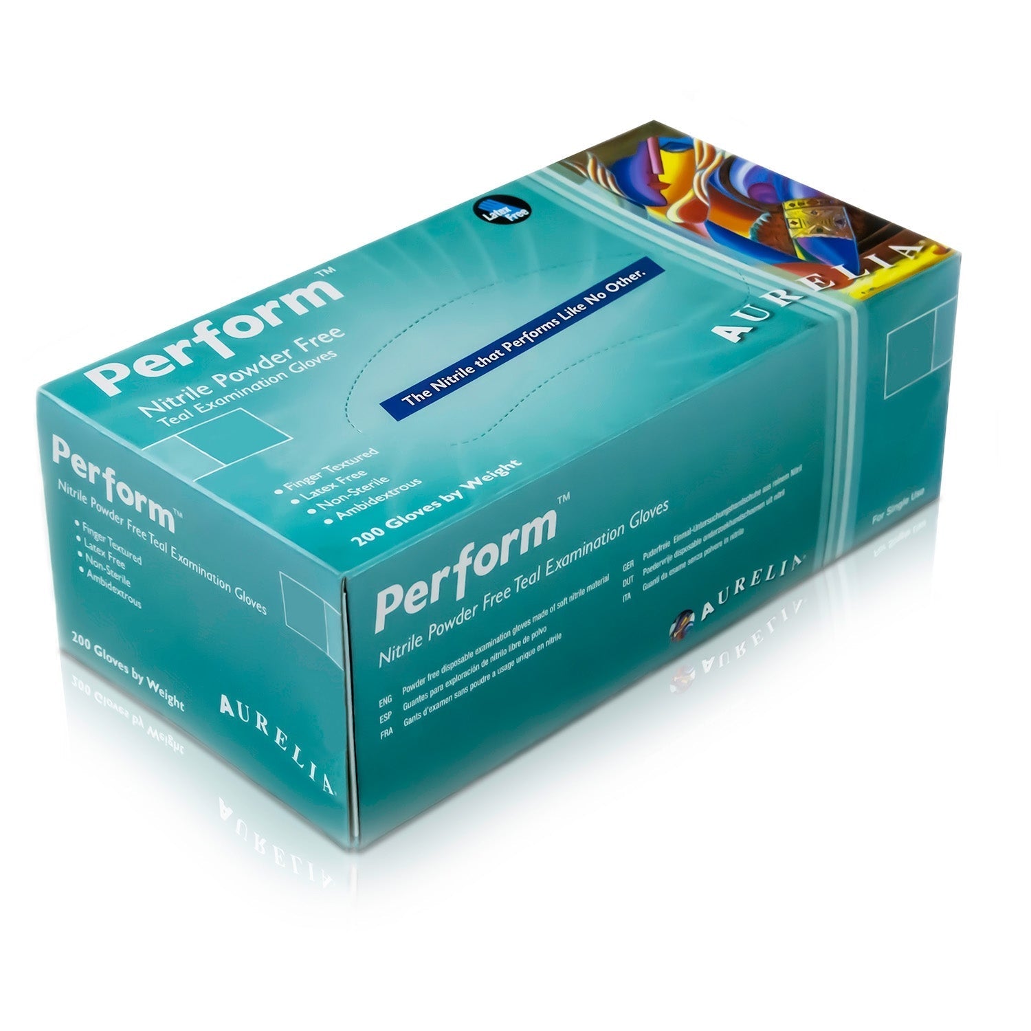 Aurelia® Perform Powder Free Teal Green Nitrile Gloves - Extra Large - Box of 200