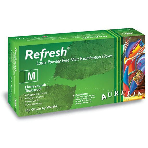 Aurelia® Refresh® Powder Free Latex Examination Gloves - Peppermint - S - 100